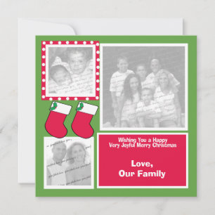 Cartes Pour Fêtes Annuelles Christmas Stocking Family Photo Greeting Flat Card