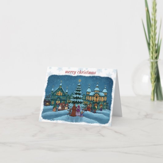 Cartes Pour Fêtes Annuelles christmas town note card snowy edge (Devant)