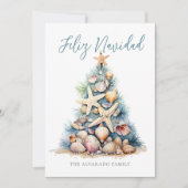 Cartes Pour Fêtes Annuelles Christmas Tree Beach Feliz Navidad (Devant)