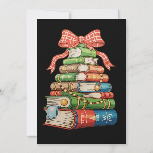 Cartes Pour Fêtes Annuelles Christmas Tree Books Bow Reading Librarian Teacher (Devant)