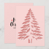 Cartes Pour Fêtes Annuelles Christmas Tree Faux Embossed Distressed Chic Pink (Devant / Derrière)
