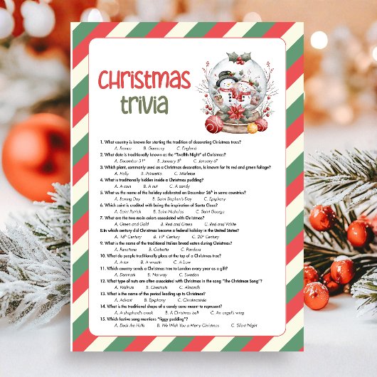 Cartes Pour Fêtes Annuelles Christmas Trivia Game