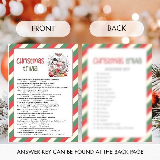 Cartes Pour Fêtes Annuelles Christmas Trivia Game