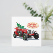 Cartes Pour Fêtes Annuelles Christmas vintage car (Debout devant)