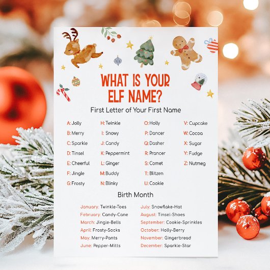 Cartes Pour Fêtes Annuelles Christmas What is your Elf Name Game