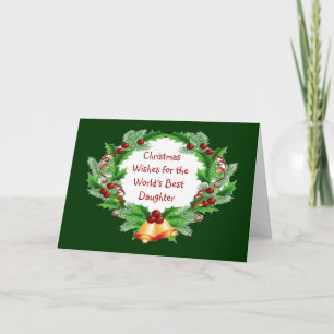 Cartes Pour Fêtes Annuelles Christmas Wings Holly Berry Wreath for Daughter