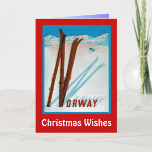 Cartes Pour Fêtes Annuelles Christmas Wishes, Norway, skis