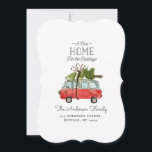 Cartes Pour Fêtes Annuelles christmas with the...vintage watercolor van<br><div class="desc">Get in the festive mood with this fun watercolor car and christmas tree design. A beautiful hand painted red car and green tree, gives a traditional rustic feel, which is complimented by modern, trendy, bold script font. The text can be personalised with your family name and message to make it...</div>