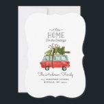 Cartes Pour Fêtes Annuelles christmas with the...vintage watercolor van<br><div class="desc">Get in the festive mood with this fun watercolor car and christmas tree design. A beautiful hand painted red car and green tree, gives a traditional rustic feel, which is complimented by modern, trendy, bold script font. The text can be personalised with your family name and message to make it...</div>