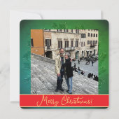 Cartes Pour Fêtes Annuelles Christmas Wreath + Photo Flat Holiday Card (Dos)