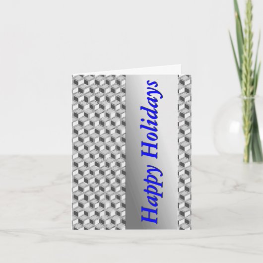 Cartes Pour Fêtes Annuelles Chrome 3-d boîtes - gris argent et bleu (Devant)