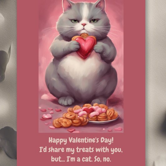 Cartes Pour Fêtes Annuelles Chubby mignon chat manger snacks Valentines