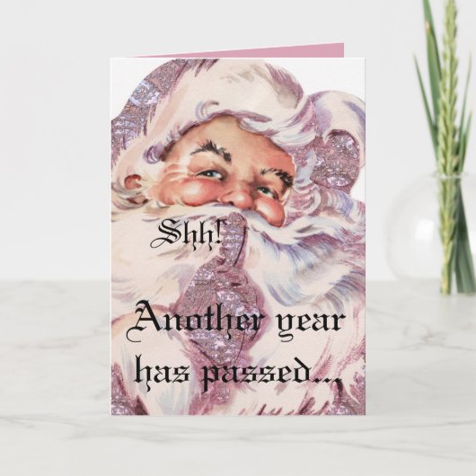Cartes Pour Fêtes Annuelles Chut ! C'est Noël rose victorien Père Noël (Devant)