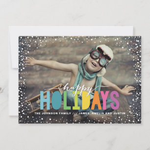 Cartes Pour Fêtes Annuelles Chute de neige colorée Joyeuses vacances Photo