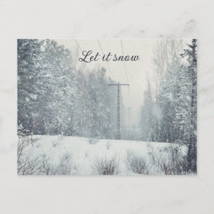 Cartes Pour Fêtes Annuelles Chute de neige dans la forêt d'hiver 