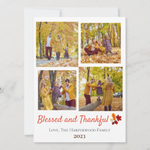 Cartes Pour Fêtes Annuelles Chute moderne Thanksgiving Photo de famille Collag