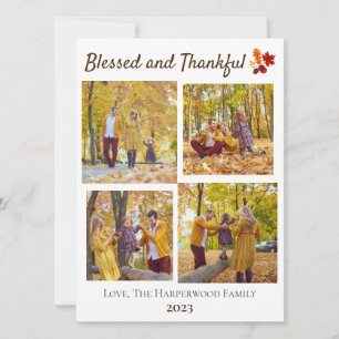 Cartes Pour Fêtes Annuelles Chute moderne Thanksgiving Photo de famille Collag