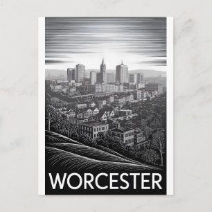 Cartes Pour Fêtes Annuelles Ciel de Worcester Massachusetts Noir Blanc Gravure