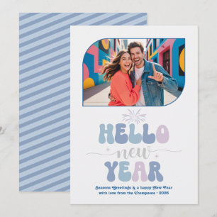 Cartes Pour Fêtes Annuelles Ciel en Coton Bonjour Nouvelle Année Bleu Photo Ré