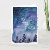 Cartes Pour Fêtes Annuelles Ciel et forêt à l'aquarelle | Joyeuses Fêtes |  (Devant)