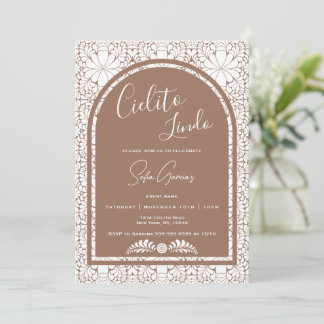 Cartes Pour Fêtes Annuelles Cielito Lindo Mexican Folk Art Clay Brown Invite