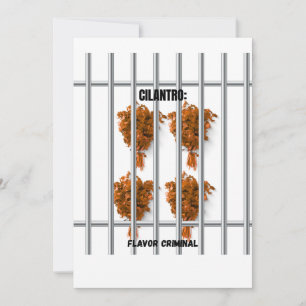 Cartes Pour Fêtes Annuelles Cilantro : Criminel de saveur - Drôle anti-Cilantr