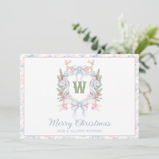 Cartes Pour Fêtes Annuelles Cimetière de Monogramme de Noël des papillons Prep (Debout devant)