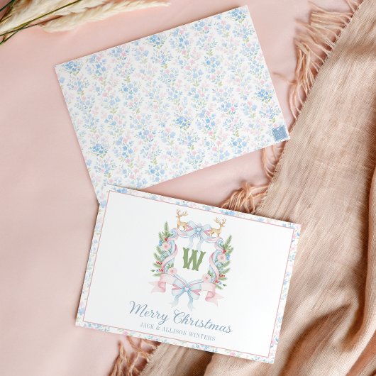 Cartes Pour Fêtes Annuelles Cimetière de Monogramme de Noël des papillons Prep