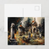Cartes Pour Fêtes Annuelles Cimetière déplaisant et Beau Grey Halloween (Devant / Derrière)