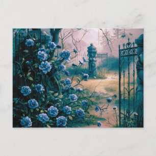 Cartes Pour Fêtes Annuelles Cimetière Fleurs Bleues Belle Halloween