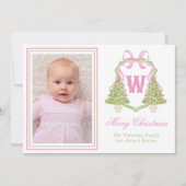 Cartes Pour Fêtes Annuelles Cimetière rose Arbre de Noël Monogramme Crest (Devant)