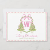 Cartes Pour Fêtes Annuelles Cimetière rose Arbre de Noël Monogramme Crest (Devant)