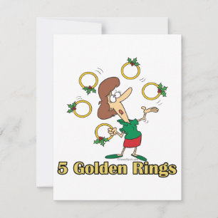 Cartes Pour Fêtes Annuelles cinq anneaux d'or 5e jour de noël