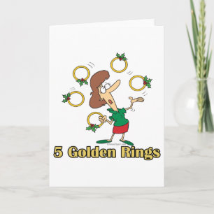 Cartes Pour Fêtes Annuelles cinq anneaux dorés 5e jour de noël