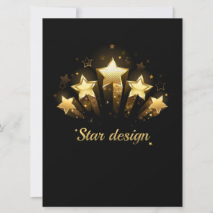 Cartes Pour Fêtes Annuelles Cinq étoiles d'or en noir