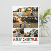 Cartes Pour Fêtes Annuelles Cinq photos modernes Joyeux Noël Design (Debout devant)