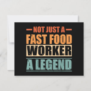 Cartes Pour Fêtes Annuelles Citation amusante Retro Fast Food Worker
