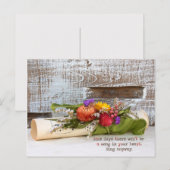 Cartes Pour Fêtes Annuelles Citation avec musique et fleurs (Devant / Derrière)