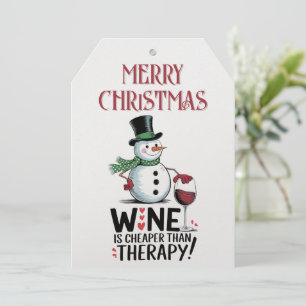 Cartes Pour Fêtes Annuelles Citation de vin Snowman hiver Noël