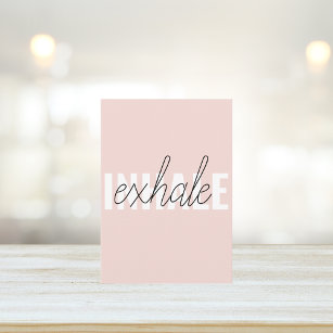 Cartes Pour Fêtes Annuelles Citation moderne Pastel Pink Inhale Exhale