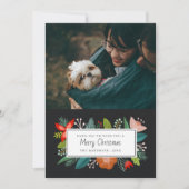 Cartes Pour Fêtes Annuelles Citron Rétro Gras & Floral | Photo de Vacances (Devant)