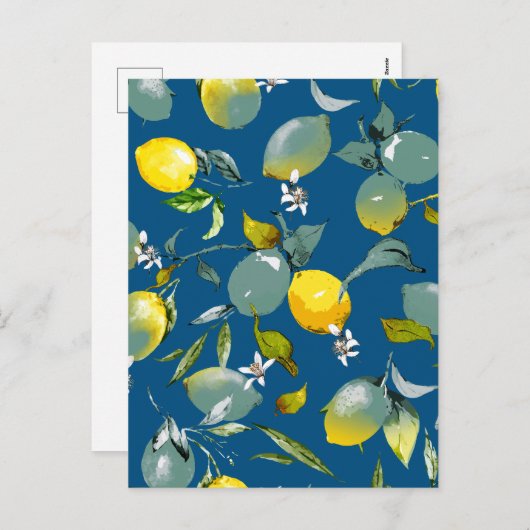 Cartes Pour Fêtes Annuelles citrons aquarelle 28 (Devant / Derrière)