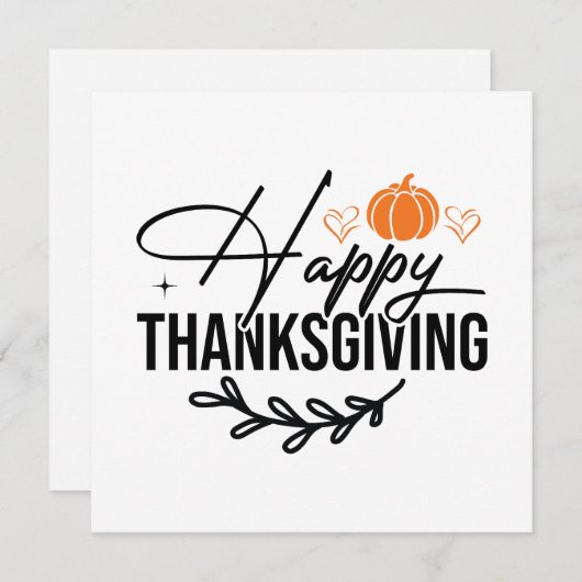 Cartes Pour Fêtes Annuelles Citrouille Bon thanksgiving simple (Devant / Derrière)