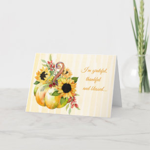 Cartes Pour Fêtes Annuelles Citrouille d'automne avec des tournesols et des ba