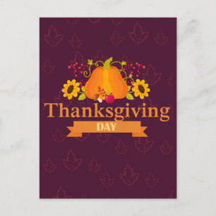 Cartes Pour Fêtes Annuelles citrouille de jour de bon thanksgiving avec fleurs