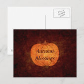 Cartes Pour Fêtes Annuelles Citrouille de Thanksgiving (Devant / Derrière)