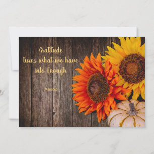 Cartes Pour Fêtes Annuelles Citrouille de Thanksgiving Tournesol Gratitude Apa