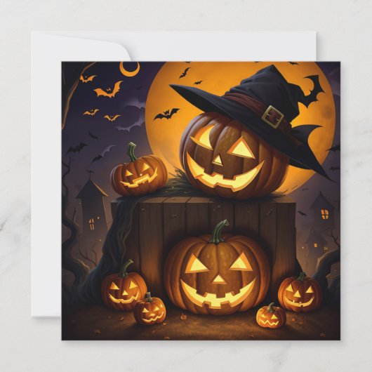 Cartes Pour Fêtes Annuelles Citrouille d'Halloween (Devant)