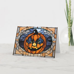 Cartes Pour Fêtes Annuelles Citrouille d'Halloween en verre tendu