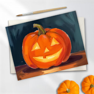 Cartes Pour Fêtes Annuelles Citrouille d'Halloween peinte en orange Jack-O-L